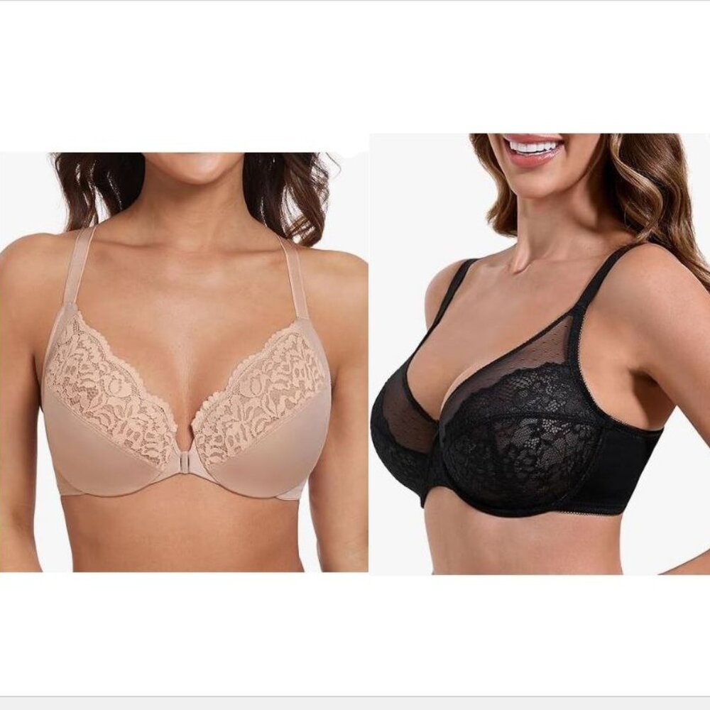 NWT! BUNDLE!! HACI, 2 full coverage underwire bras - black and beige
